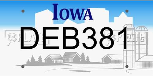 DEB381 Iowa License Plate