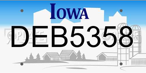 DEB5358 Iowa License Plate