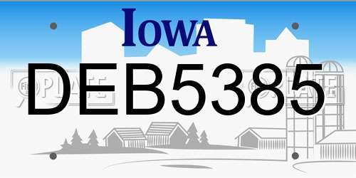DEB5385 Iowa License Plate