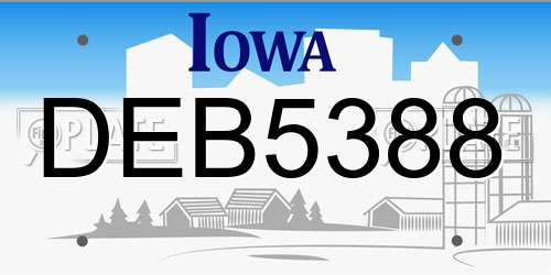 DEB5388 Iowa License Plate