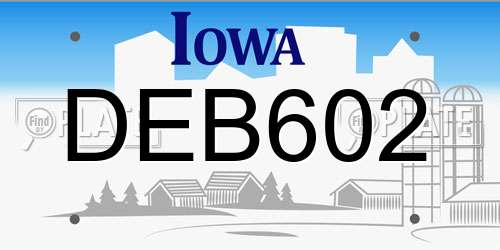 DEB602 Iowa License Plate