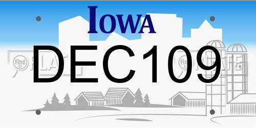 DEC109 Iowa License Plate