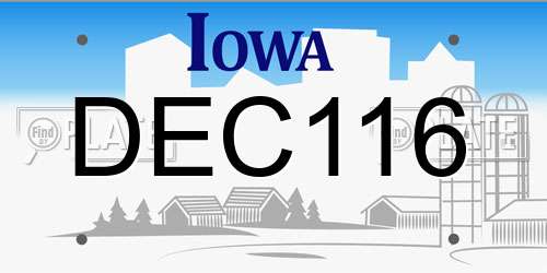 DEC116 Iowa License Plate