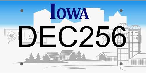 DEC256 Iowa License Plate