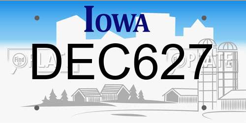 DEC627 Iowa License Plate