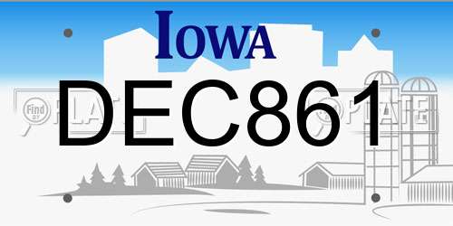 DEC861 Iowa License Plate