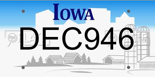 DEC946 Iowa License Plate