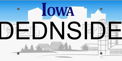 DEDNSIDE Iowa License Plate