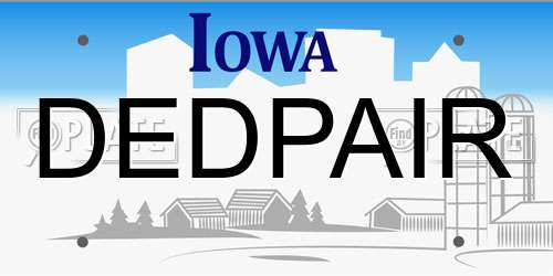 DEDPAIR Iowa License Plate