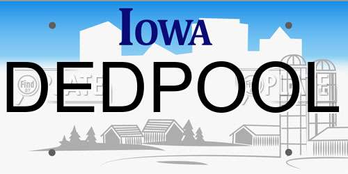 DEDPOOL Iowa License Plate