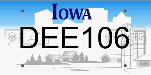 DEE106 Iowa License Plate