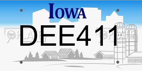 DEE411 Iowa License Plate