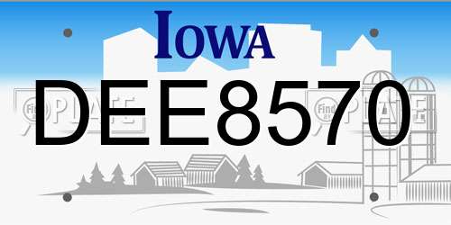 DEE8570 Iowa License Plate