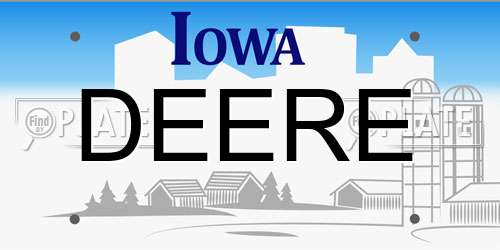 DEERE Iowa License Plate