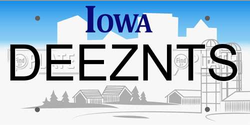 DEEZNTS Iowa License Plate