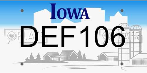 DEF106 Iowa License Plate