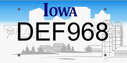 DEF968 Iowa License Plate