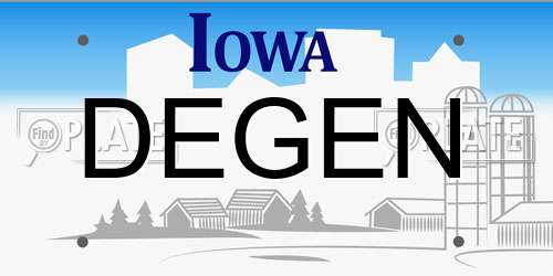 DEGEN Iowa License Plate