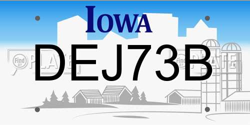 DEJ73B Iowa License Plate