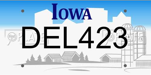 DEL423 Iowa License Plate