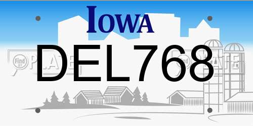 DEL768 Iowa License Plate