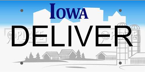 DELIVER Iowa License Plate