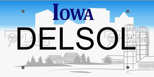 DELSOL Iowa License Plate