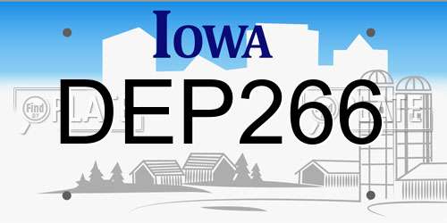 DEP266 Iowa License Plate
