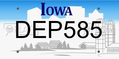 DEP585 Iowa License Plate