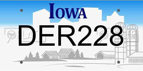 DER228 Iowa License Plate