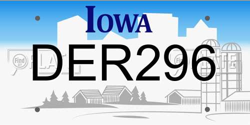 DER296 Iowa License Plate
