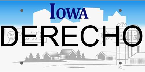 DERECHO Iowa License Plate