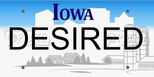 DESIRED Iowa License Plate