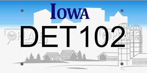 DET102 Iowa License Plate