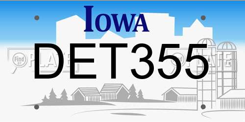 DET355 Iowa License Plate