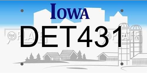 DET431 Iowa License Plate