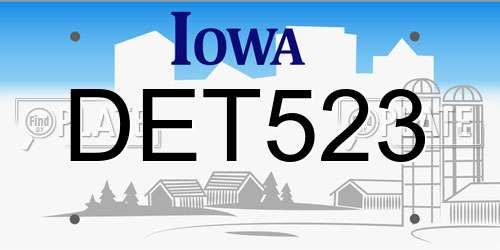 DET523 Iowa License Plate