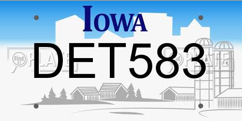DET583 Iowa License Plate