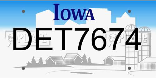 DET7674 Iowa License Plate