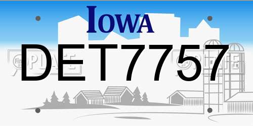 DET7757 Iowa License Plate