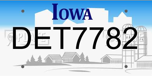 DET7782 Iowa License Plate
