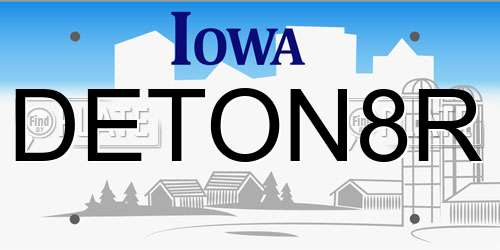 DETON8R Iowa License Plate