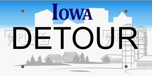 DETOUR Iowa License Plate