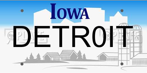DETR0IT Iowa License Plate