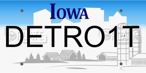 DETRO1T Iowa License Plate