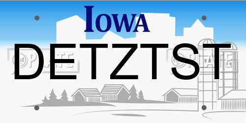 DETZTST Iowa License Plate