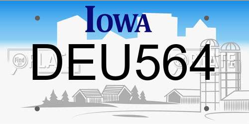 DEU564 Iowa License Plate