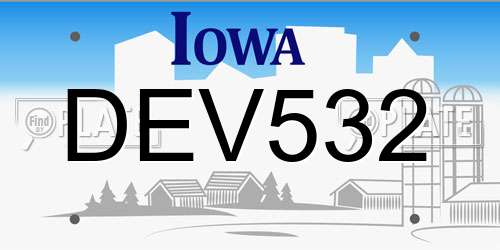 DEV532 Iowa License Plate