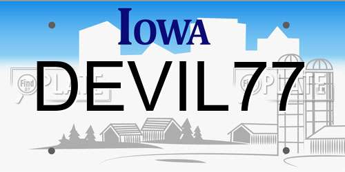 DEVIL77 Iowa License Plate