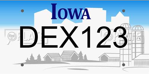 DEX123 Iowa License Plate